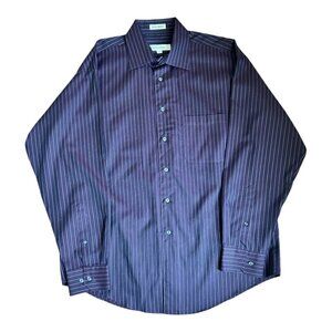 Pronto-Uomo Non-Iron Deep Purple 100% Cotton Pinstripe Button Down Dress Shirt